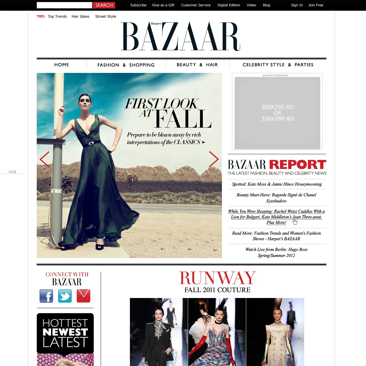 Harper's Bazaar Homepage Design