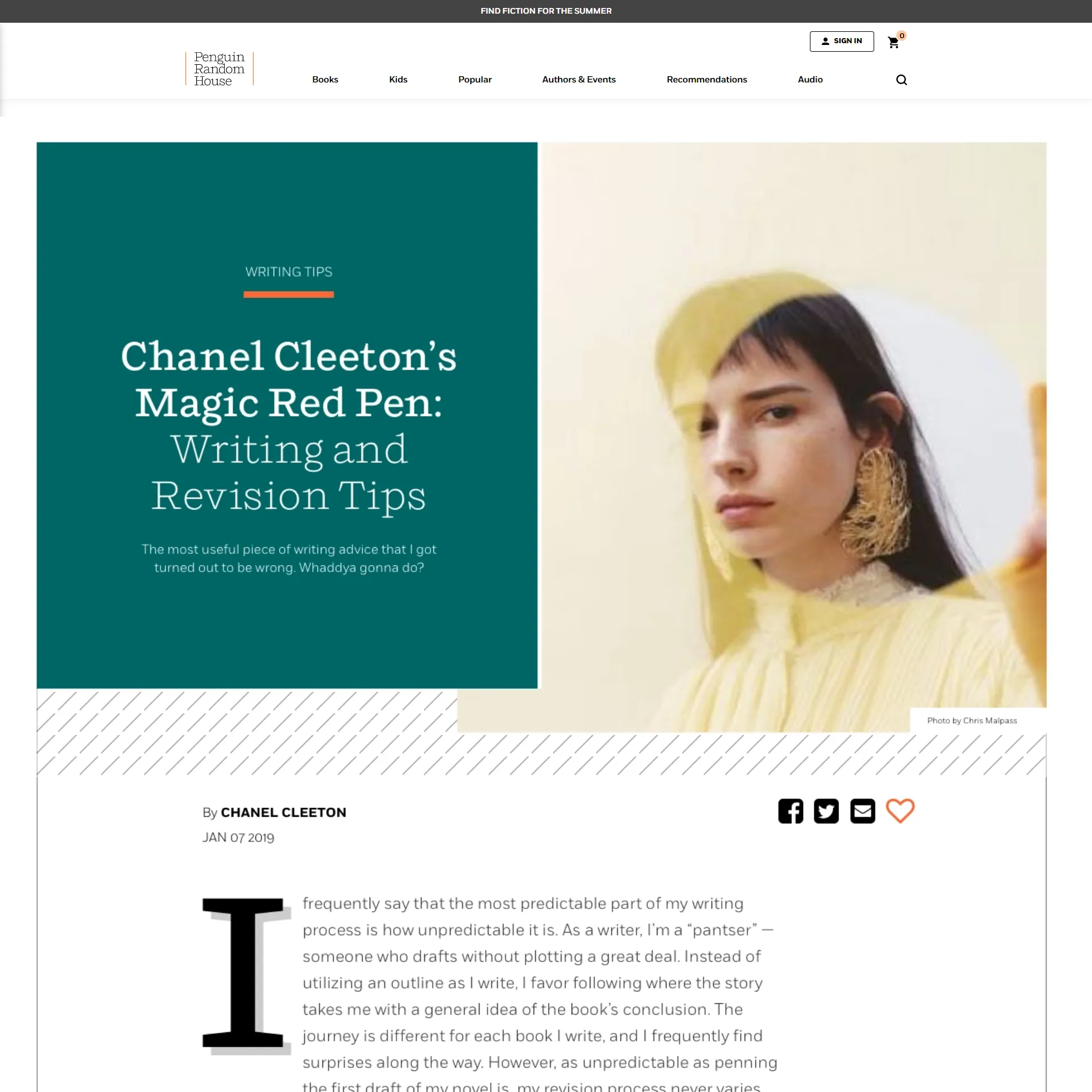 Article template designs on PRH.com