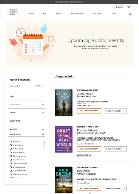 Auhor Events on PRH.com