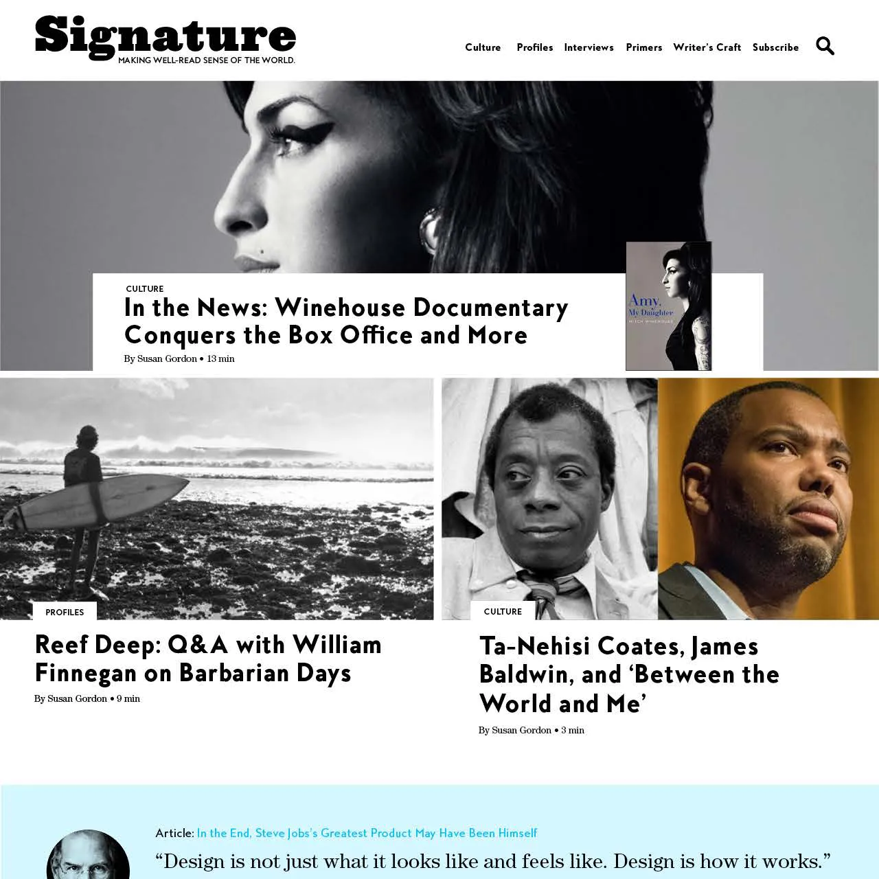 Homepage design of Signature